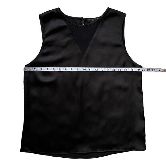 Christian Siriano Black Sleeveless Sheer V-Neck Keyhole Back Blouse Size Large - Picture 7 of 10